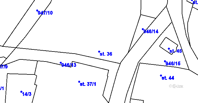 Parcela st. 36 v KÚ Mladý Smolivec, Katastrální mapa