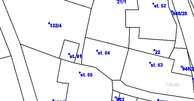 Parcela st. 54 v KÚ Mladý Smolivec, Katastrální mapa
