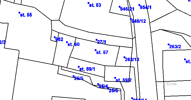 Parcela st. 57 v KÚ Mladý Smolivec, Katastrální mapa