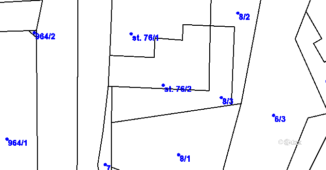 Parcela st. 76/2 v KÚ Mladý Smolivec, Katastrální mapa