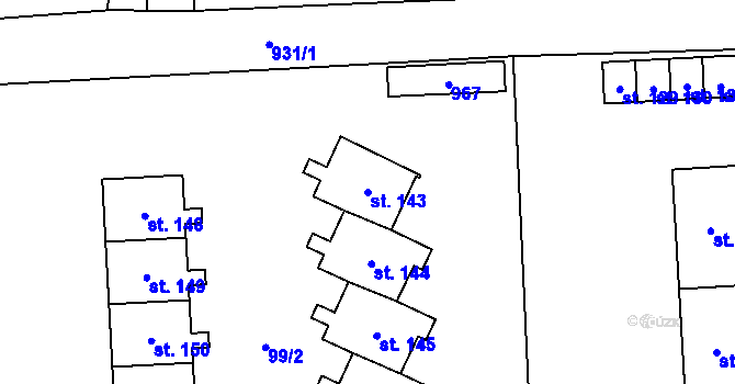 Parcela st. 143 v KÚ Mladý Smolivec, Katastrální mapa