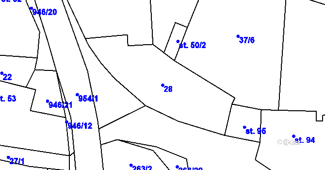 Parcela st. 28 v KÚ Mladý Smolivec, Katastrální mapa