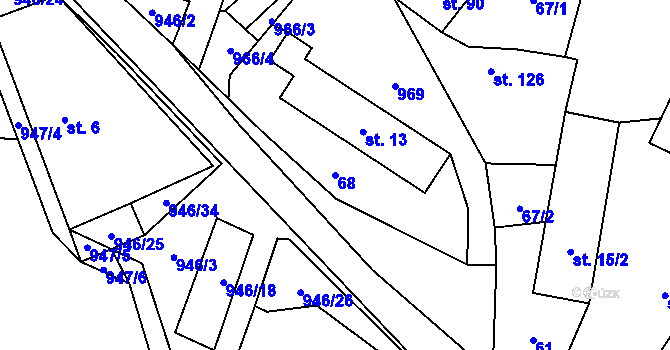 Parcela st. 68 v KÚ Mladý Smolivec, Katastrální mapa