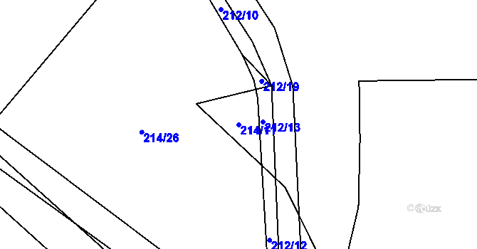 Parcela st. 214/11 v KÚ Mladý Smolivec, Katastrální mapa