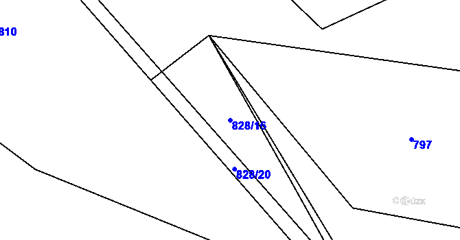 Parcela st. 828/16 v KÚ Mladý Smolivec, Katastrální mapa