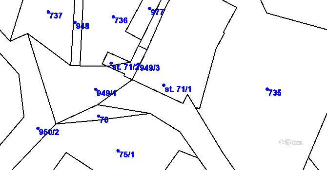 Parcela st. 71/1 v KÚ Mladý Smolivec, Katastrální mapa