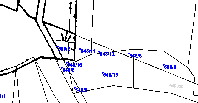 Parcela st. 545/12 v KÚ Mladý Smolivec, Katastrální mapa