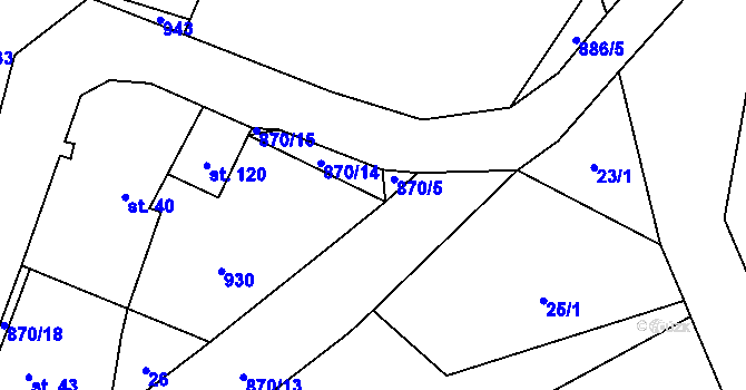 Parcela st. 42/3 v KÚ Starý Smolivec, Katastrální mapa