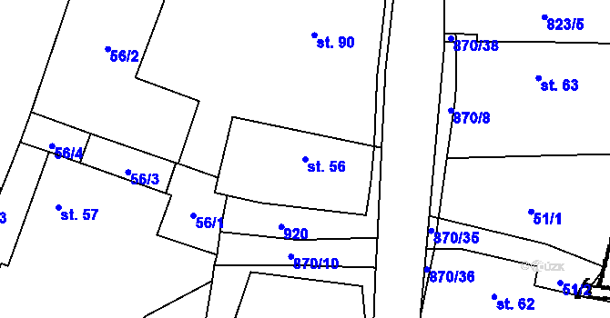 Parcela st. 56 v KÚ Starý Smolivec, Katastrální mapa