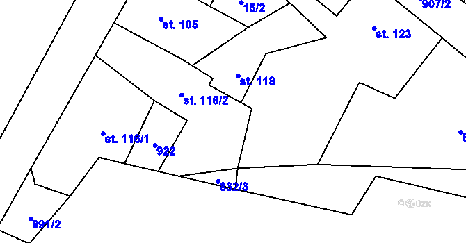 Parcela st. 116/2 v KÚ Starý Smolivec, Katastrální mapa