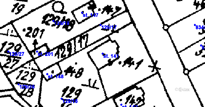 Parcela st. 141 v KÚ Starý Smolivec, Katastrální mapa