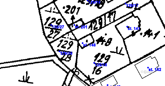 Parcela st. 148 v KÚ Starý Smolivec, Katastrální mapa