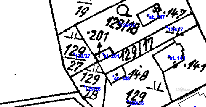 Parcela st. 201 v KÚ Starý Smolivec, Katastrální mapa