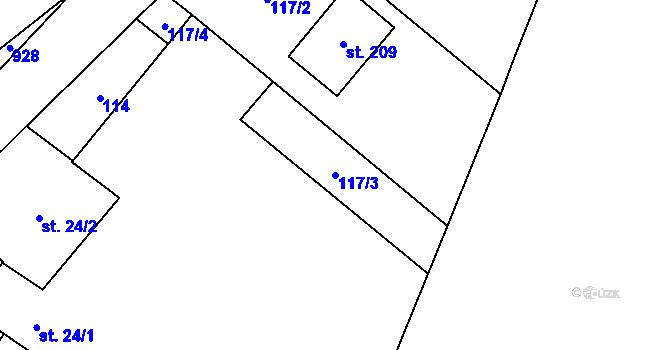 Parcela st. 117/3 v KÚ Starý Smolivec, Katastrální mapa