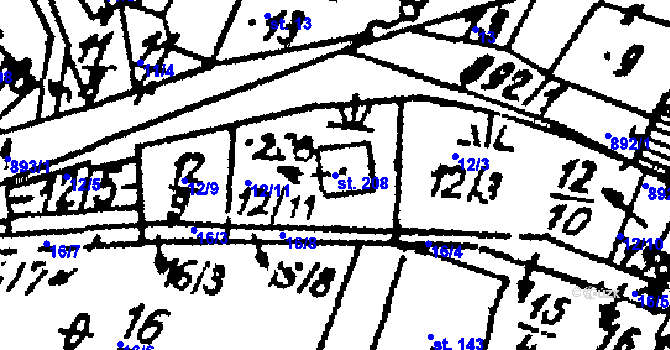 Parcela st. 208 v KÚ Starý Smolivec, Katastrální mapa