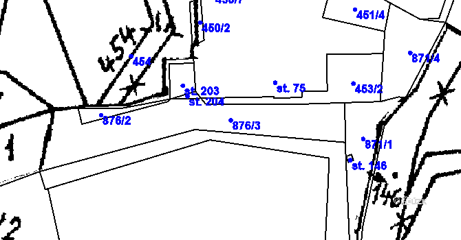 Parcela st. 876/3 v KÚ Starý Smolivec, Katastrální mapa