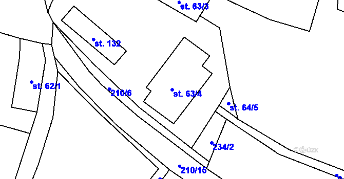 Parcela st. 63/4 v KÚ Choteč u Lázní Bělohradu, Katastrální mapa