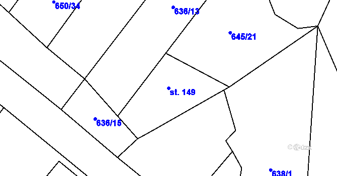 Parcela st. 149 v KÚ Choteč u Lázní Bělohradu, Katastrální mapa