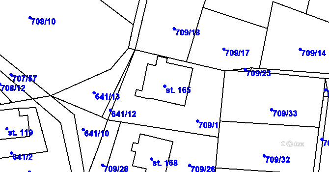 Parcela st. 165 v KÚ Choteč u Lázní Bělohradu, Katastrální mapa