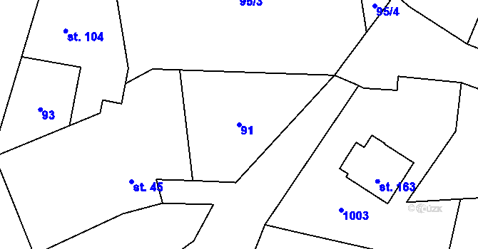 Parcela st. 91 v KÚ Choteč u Lázní Bělohradu, Katastrální mapa