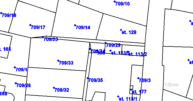 Parcela st. 996 v KÚ Choteč u Lázní Bělohradu, Katastrální mapa