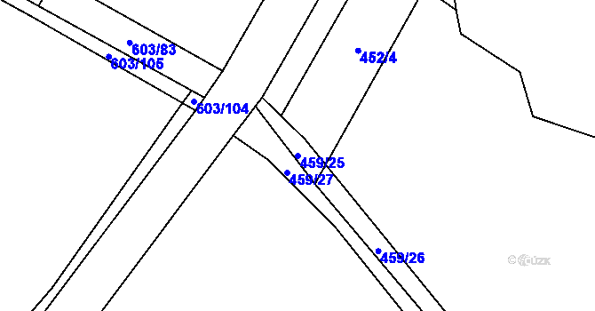 Parcela st. 459/25 v KÚ Choteč u Lázní Bělohradu, Katastrální mapa