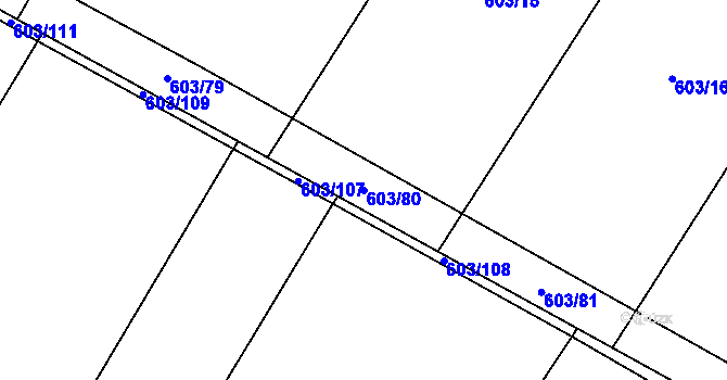 Parcela st. 603/80 v KÚ Choteč u Lázní Bělohradu, Katastrální mapa