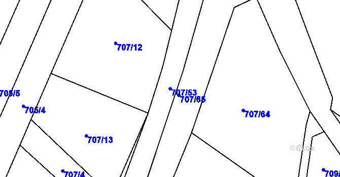 Parcela st. 707/53 v KÚ Choteč u Lázní Bělohradu, Katastrální mapa