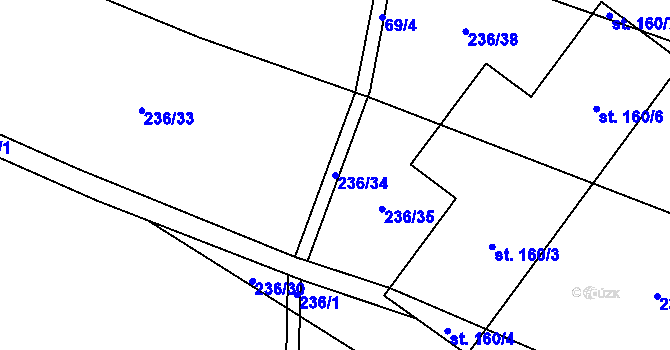 Parcela st. 236/34 v KÚ Choteč u Lázní Bělohradu, Katastrální mapa