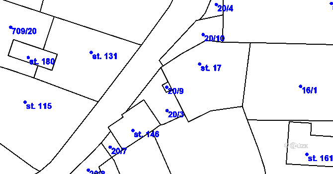 Parcela st. 20/9 v KÚ Choteč u Lázní Bělohradu, Katastrální mapa