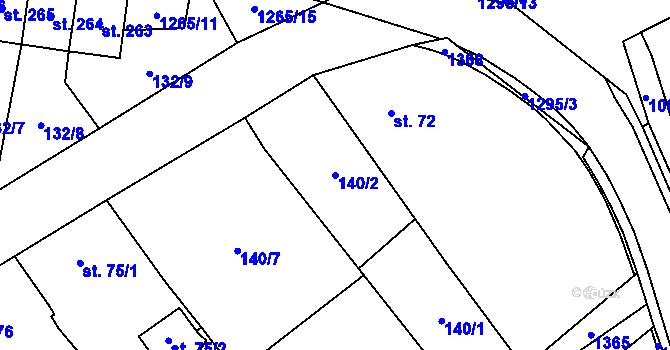 Parcela st. 140/2 v KÚ Mlázovice, Katastrální mapa