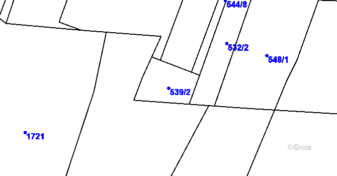 Parcela st. 539/2 v KÚ Mlázovice, Katastrální mapa