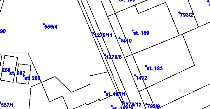 Parcela st. 1276/6 v KÚ Mlázovice, Katastrální mapa