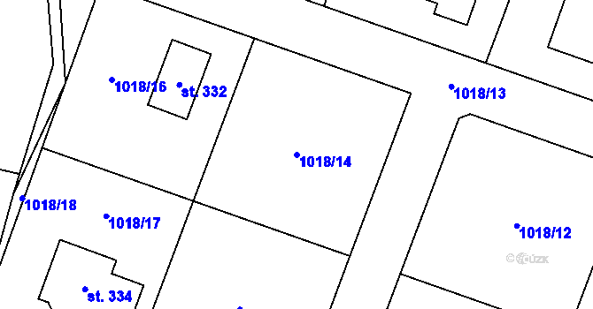 Parcela st. 1018/14 v KÚ Mlázovice, Katastrální mapa