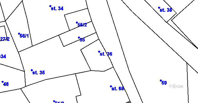 Parcela st. 36 v KÚ Svatojanský Újezd, Katastrální mapa