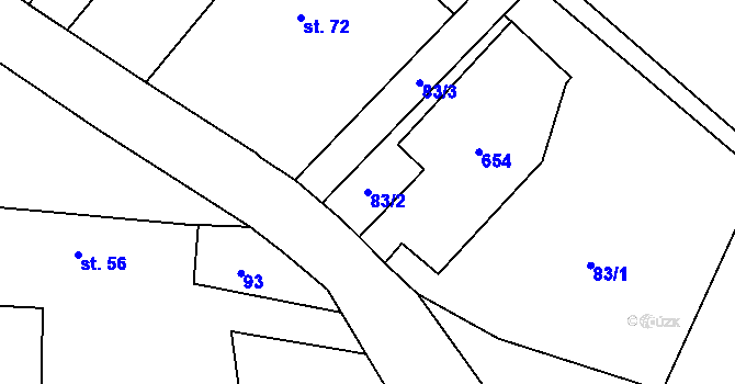 Parcela st. 83/2 v KÚ Svatojanský Újezd, Katastrální mapa