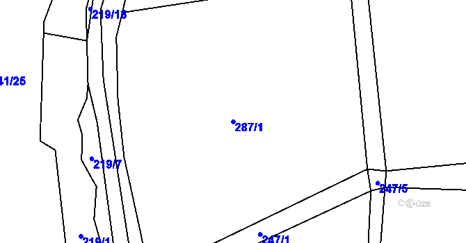 Parcela st. 287/1 v KÚ Svatojanský Újezd, Katastrální mapa