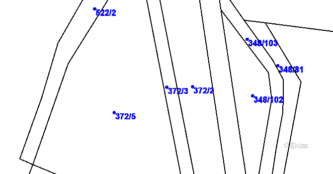Parcela st. 372/3 v KÚ Svatojanský Újezd, Katastrální mapa