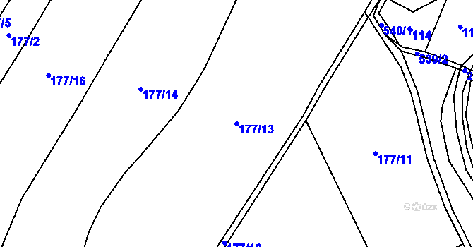 Parcela st. 177/13 v KÚ Svatojanský Újezd, Katastrální mapa