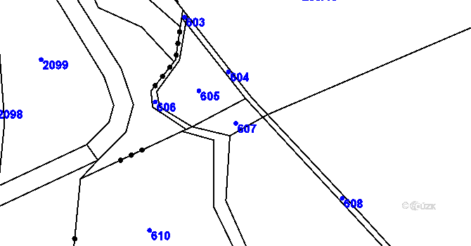 Parcela st. 607 v KÚ Svatojanský Újezd, Katastrální mapa
