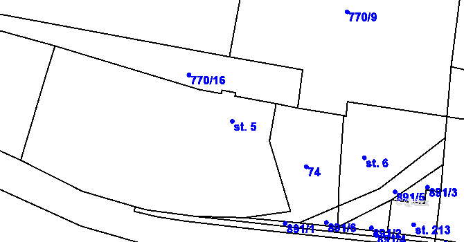 Parcela st. 5 v KÚ Šárovcova Lhota, Katastrální mapa