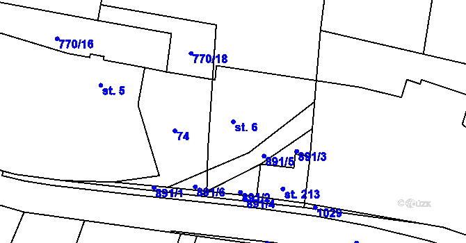 Parcela st. 6 v KÚ Šárovcova Lhota, Katastrální mapa
