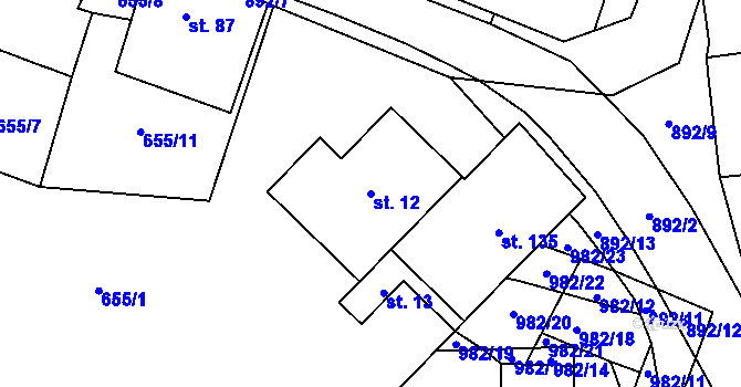 Parcela st. 12 v KÚ Šárovcova Lhota, Katastrální mapa
