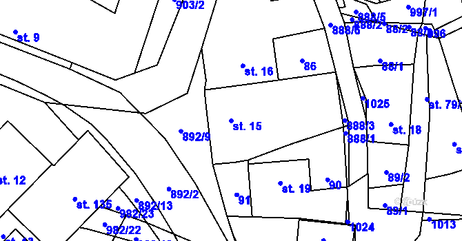 Parcela st. 15 v KÚ Šárovcova Lhota, Katastrální mapa