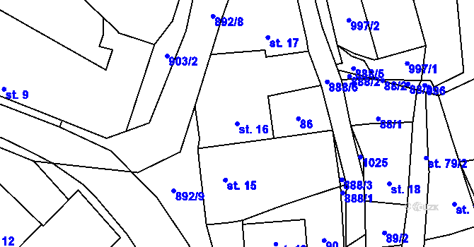 Parcela st. 16 v KÚ Šárovcova Lhota, Katastrální mapa