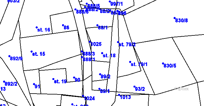 Parcela st. 18 v KÚ Šárovcova Lhota, Katastrální mapa