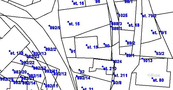 Parcela st. 19 v KÚ Šárovcova Lhota, Katastrální mapa