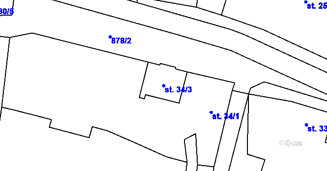 Parcela st. 34/3 v KÚ Šárovcova Lhota, Katastrální mapa