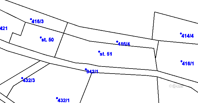 Parcela st. 51 v KÚ Šárovcova Lhota, Katastrální mapa