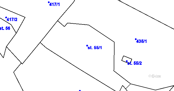 Parcela st. 55/1 v KÚ Šárovcova Lhota, Katastrální mapa